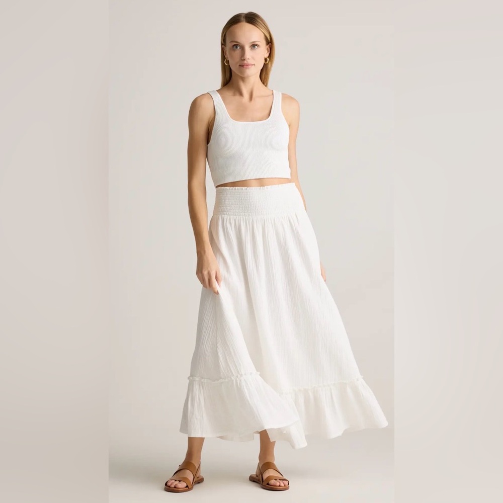 Quince 100% Organic Cotton Gauze Smocked Maxi Skirt